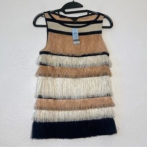 Ann Taylor Shirt Women’s  Tank Top  Fringe V Neck Sleeveless Size XSP New